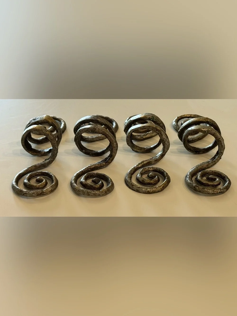 Vintage Pier 1 Imports Metal Scroll Napkin Rings Set of 4